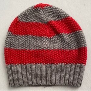 Baby Gap red and gray striped beanie hat S/M